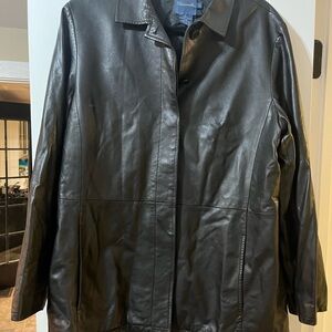 Faconnable women’s Black Leather Jacket